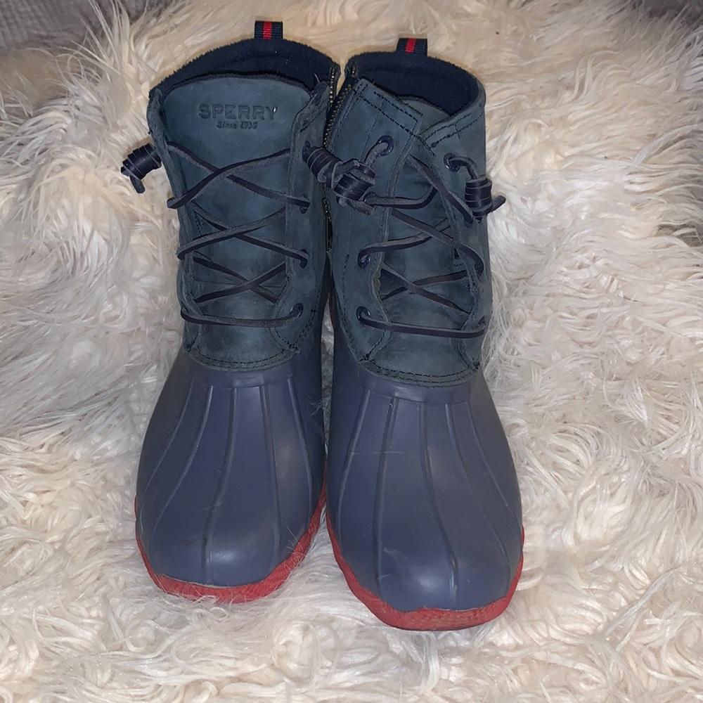 Sperry Women's Navy and Red Duck Boots